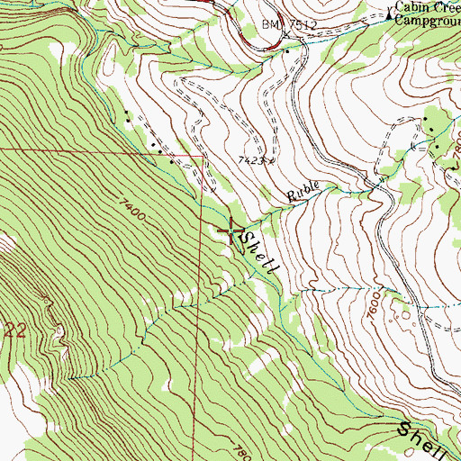 Topographic Map of Ruble Creek, WY