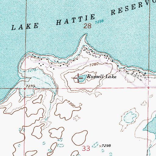 Topographic Map of Russell Lake, WY