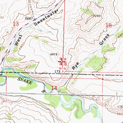Topographic Map of Rye Grass Gulch, WY