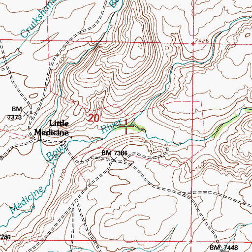 Topographic Map of South Prong South Fork Little Medicine, WY