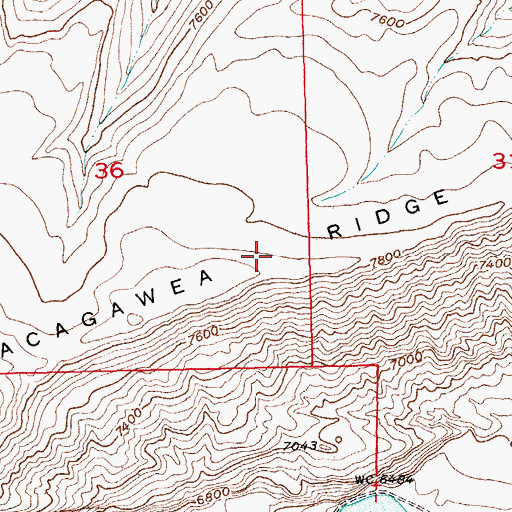 Topographic Map of Sacagawea Ridge, WY