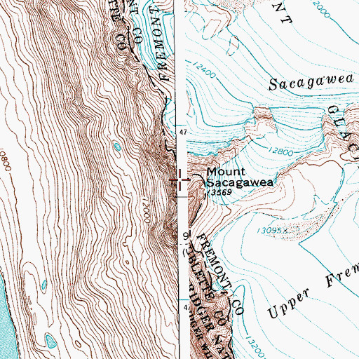 Topographic Map of Mount Sacagawea, WY