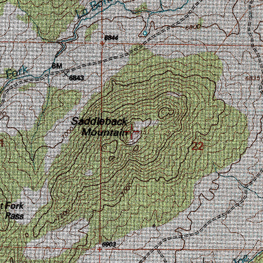Topographic Map of Saddleback Mountain, WY