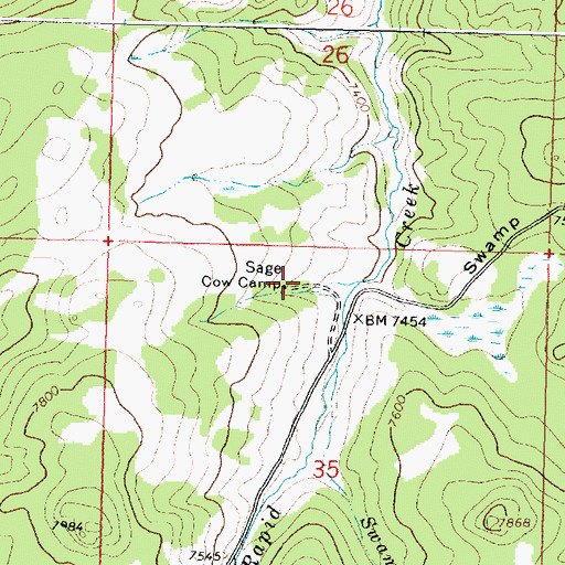 Topographic Map of Sage Cow Camp, WY
