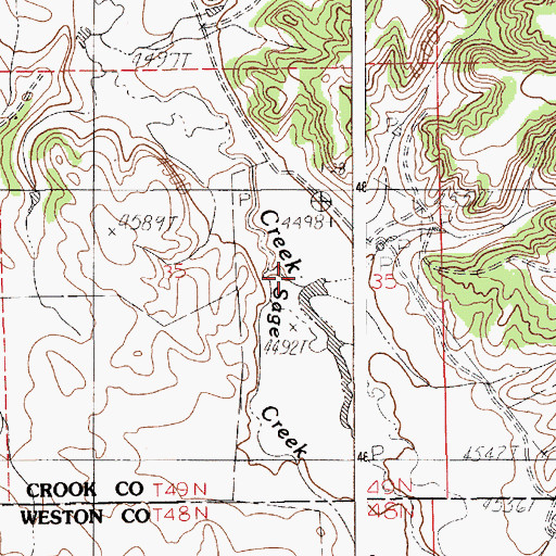 Topographic Map of Sage Creek, WY