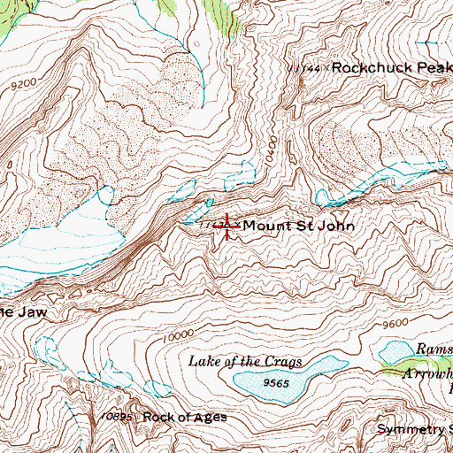Topographic Map of Mount Saint John, WY