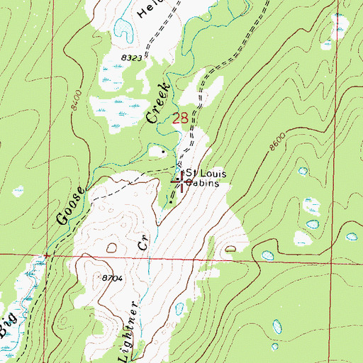 Topographic Map of Saint Louis Cabins, WY