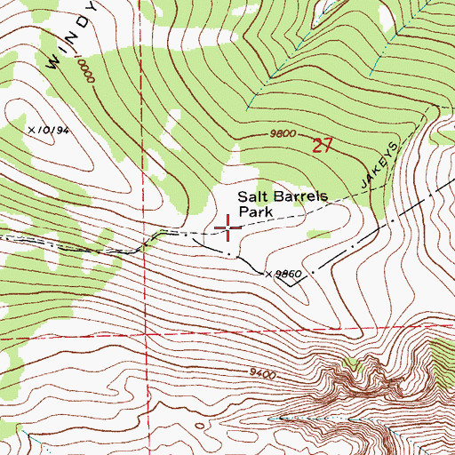 Topographic Map of Salt Barrels Park, WY