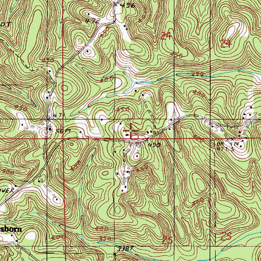Topographic Map of Oak Grove School, AL