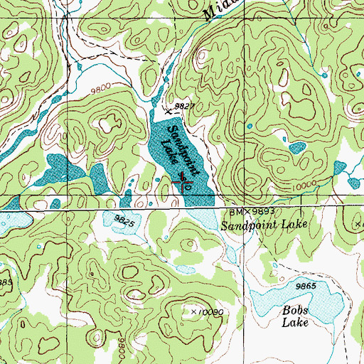 Topographic Map of Sandpoint Lake, WY