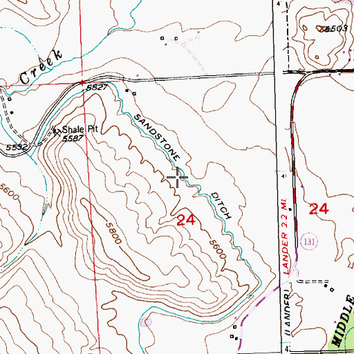 Topographic Map of Sandstone Ditch, WY