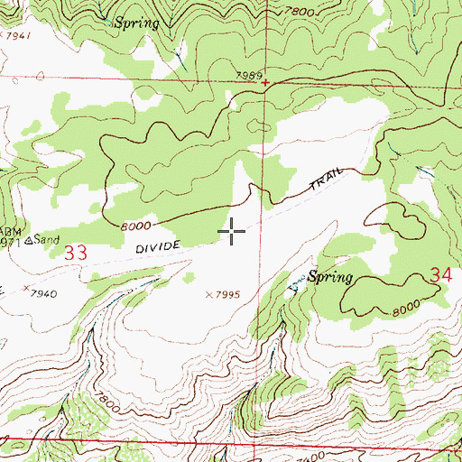 Topographic Map of Sandstone Divide Trail, WY