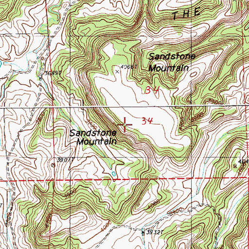 Topographic Map of Sandstone Mountain, WY