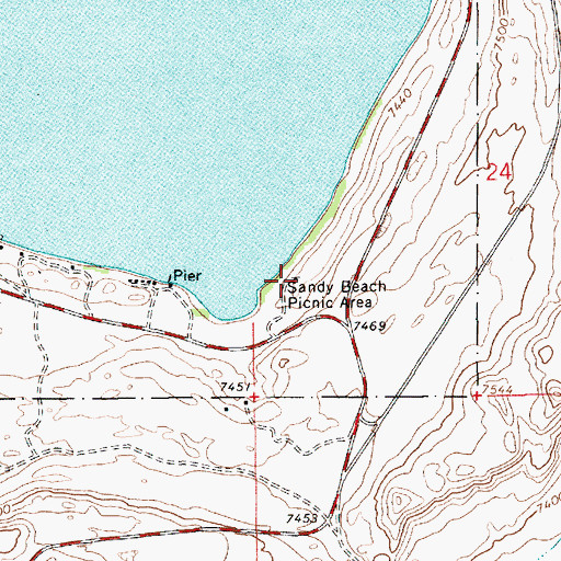 Topographic Map of Sandy Beach Picnic Area, WY
