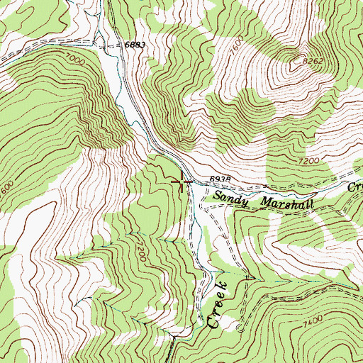 Topographic Map of Sandy Marshall Creek, WY