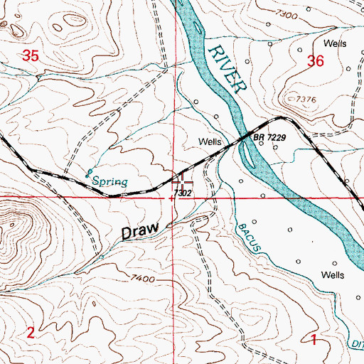 Topographic Map of Sanger Draw, WY