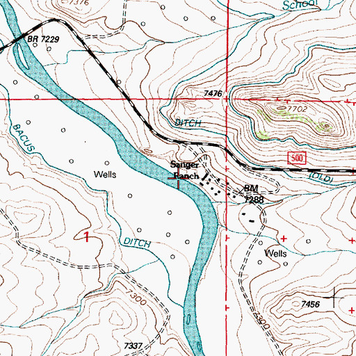 Topographic Map of Sanger Ranch, WY