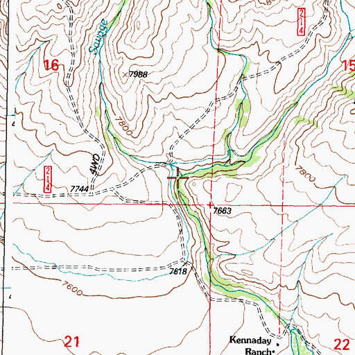 Topographic Map of Savage Creek, WY