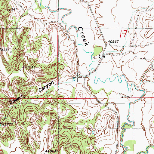 Topographic Map of Sawmill Canyon, WY