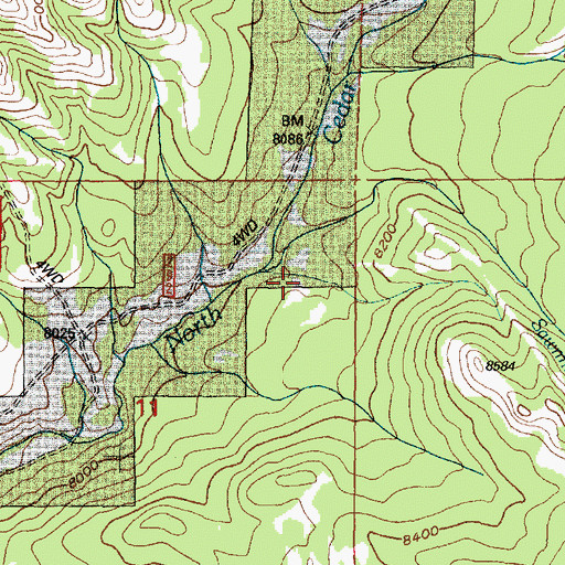 Topographic Map of Sawmill Creek, WY