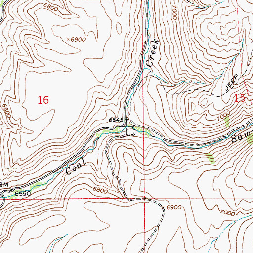 Topographic Map of Sawmill Creek, WY