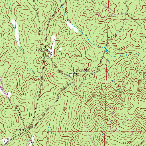 Topographic Map of Oak Hill Church, AL