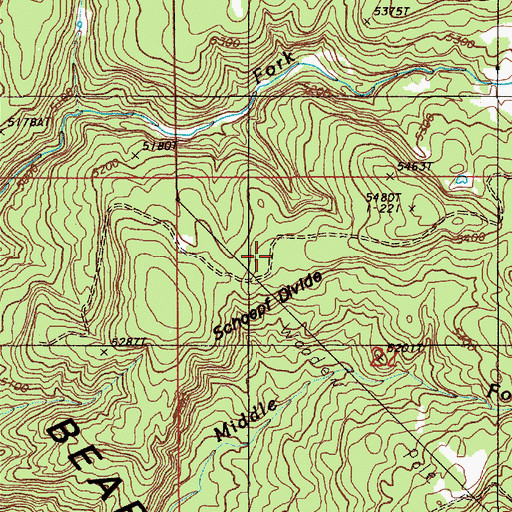 Topographic Map of Schoepf Divide, WY