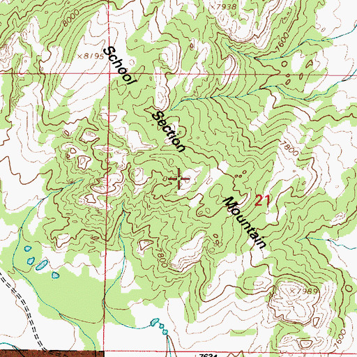 Topographic Map of School Section Mountain, WY