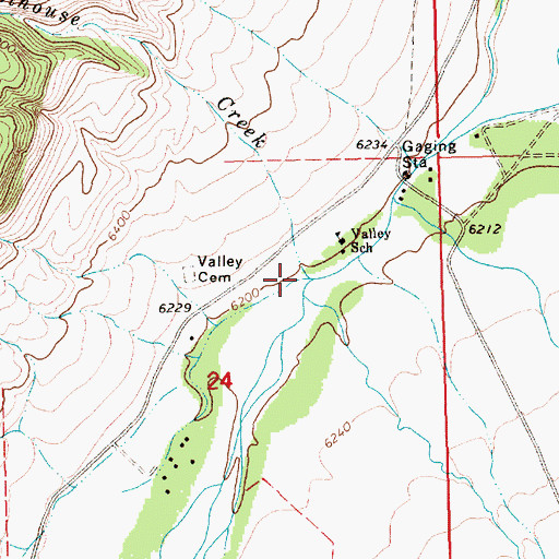 Topographic Map of Schoolhouse Creek, WY