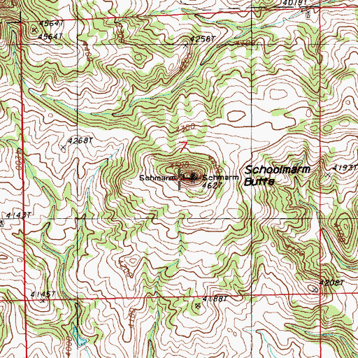 Topographic Map of Schoolmarm Butte, WY