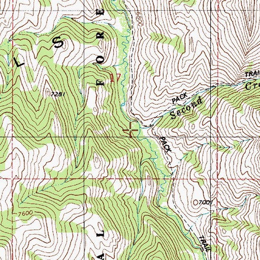 Topographic Map of Second Creek, WY