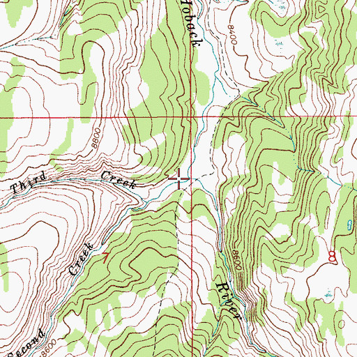 Topographic Map of Second Creek, WY