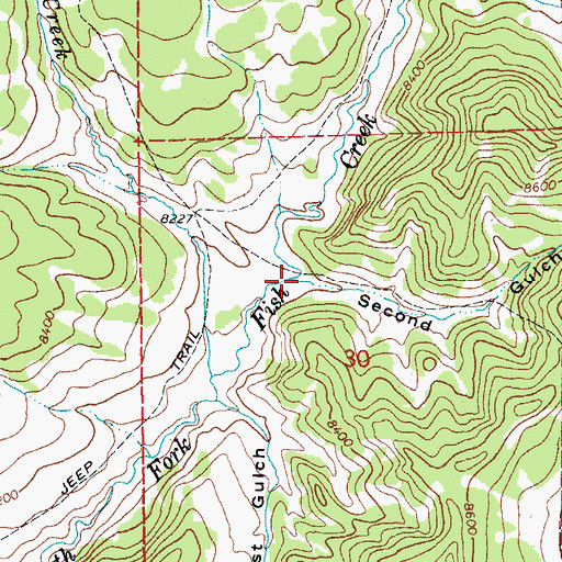 Topographic Map of Second Gulch, WY