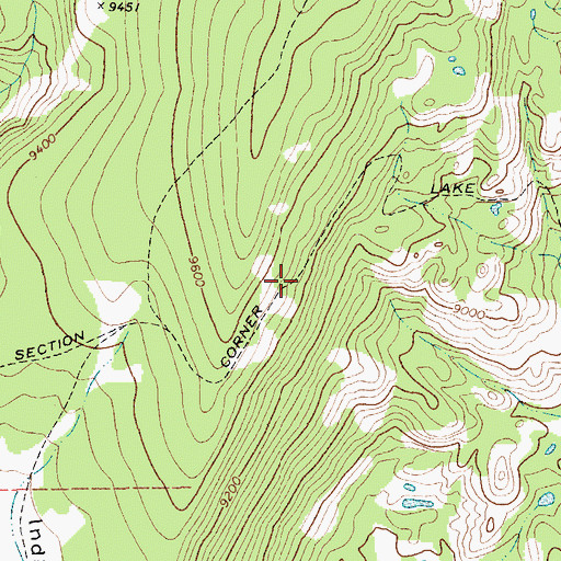 Topographic Map of Section Corner Lake Trail, WY