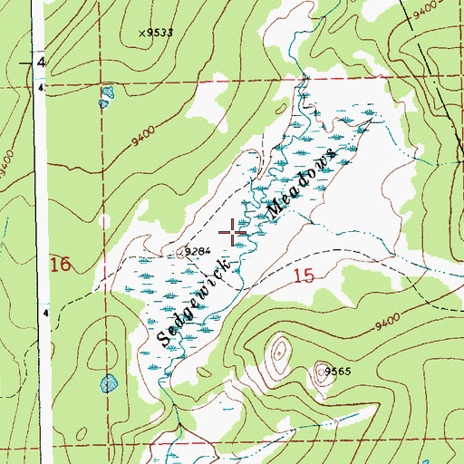 Topographic Map of Sedgewick Meadows, WY