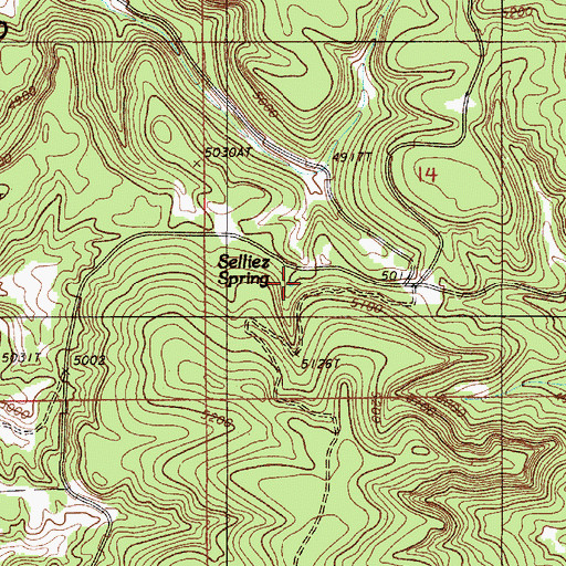 Topographic Map of Selliez Spring, WY