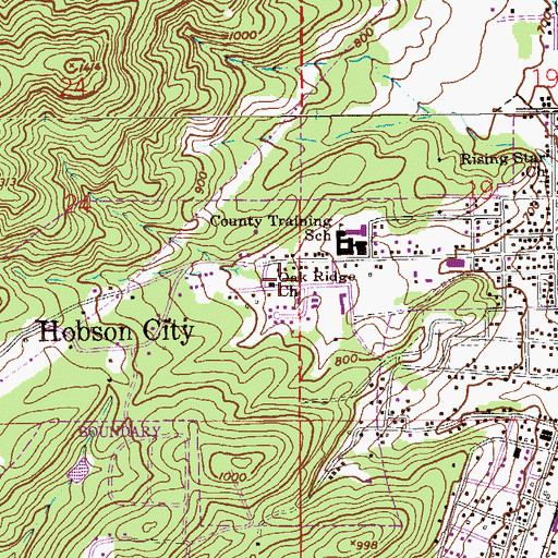 Topographic Map of Oak Ridge Baptist Church, AL