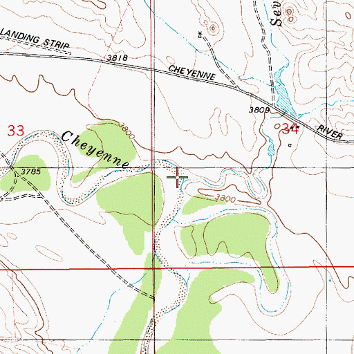 Topographic Map of Sevenmile Creek, WY