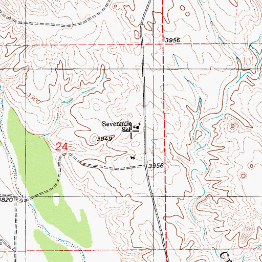 Topographic Map of Sevenmile School, WY