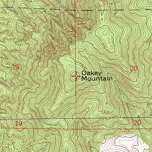Topographic Map of Oakey Mountain, AL