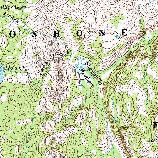 Topographic Map of Shangrila Meadows, WY