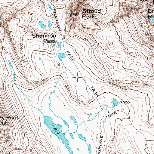 Topographic Map of Shannon Pass Trail, WY