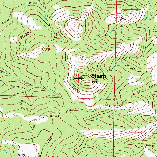 Topographic Map of Sharp Hill, WY