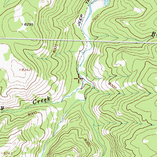 Topographic Map of Sheeley Creek, WY
