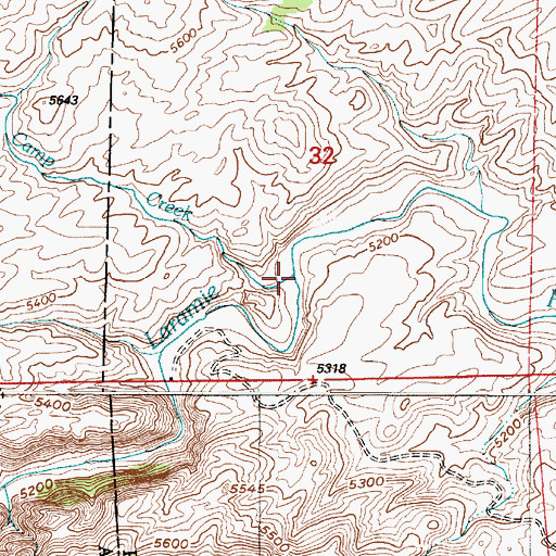 Topographic Map of Sheep Camp Creek, WY
