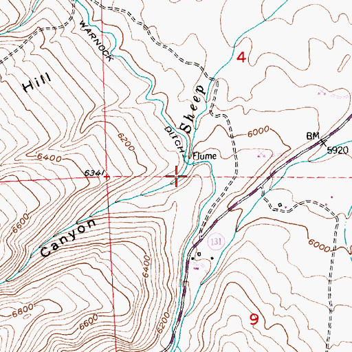 Topographic Map of Sheep Canyon, WY