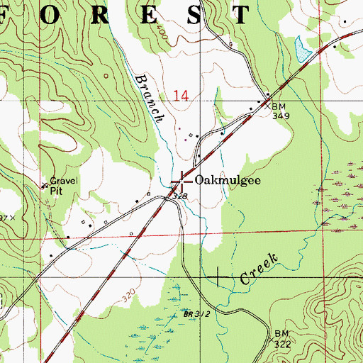 Topographic Map of Oakmulgee, AL