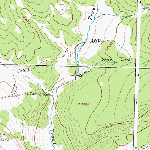 Topographic Map of Sheep Creek, WY