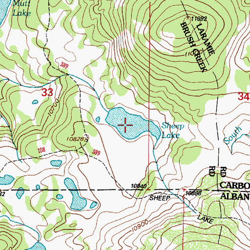 Topographic Map of Sheep Lake, WY