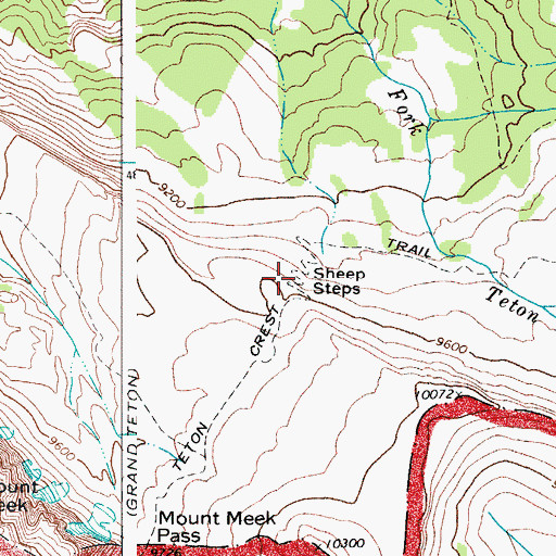 Topographic Map of Sheep Steps, WY